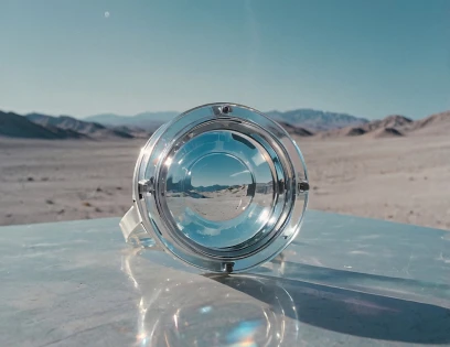 A glass lens on a desert plain